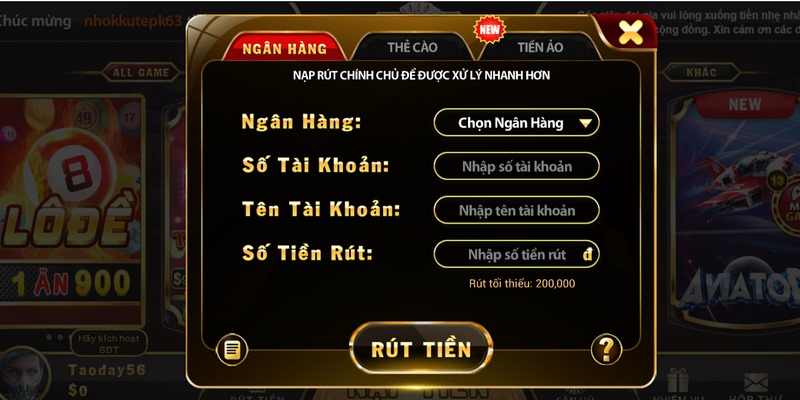 Người chơi cần nhập thông tin thật chính xác 